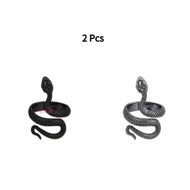 Punk Snake Ring for Men Women Exaggerated Antique Siver Color Fashion Personality Stereoscopic Opening Adjustable Rings