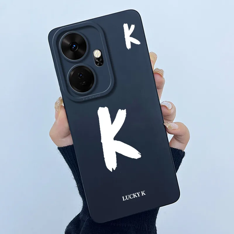 Shockproof Liquid Silicone Soft TPU Case with Lucky Initial Design