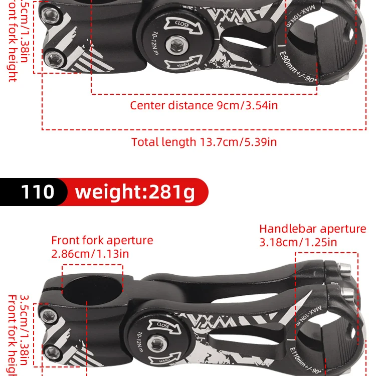 Description Picture 6 of itemVXM Adjustable Bicycle Handlebar Stem Variable 85 Degree Angle MTB Bike Riser Ultralight Aluminum Alloy Front Fork Stem Adapter