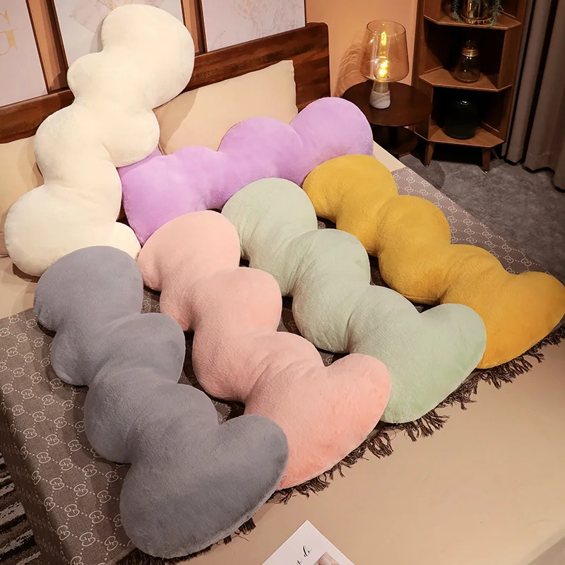 INS Lovely Wave Colorful Cloud Long Pillow Stuffed Sofa Cushion Plush Toy Bedroom Home Lazy Decor Gifts for Girls Birthday Gifts