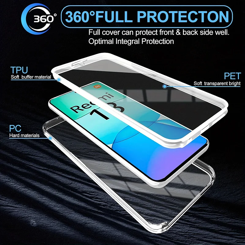 360 Full Body Shockproof Transparent Phone Case