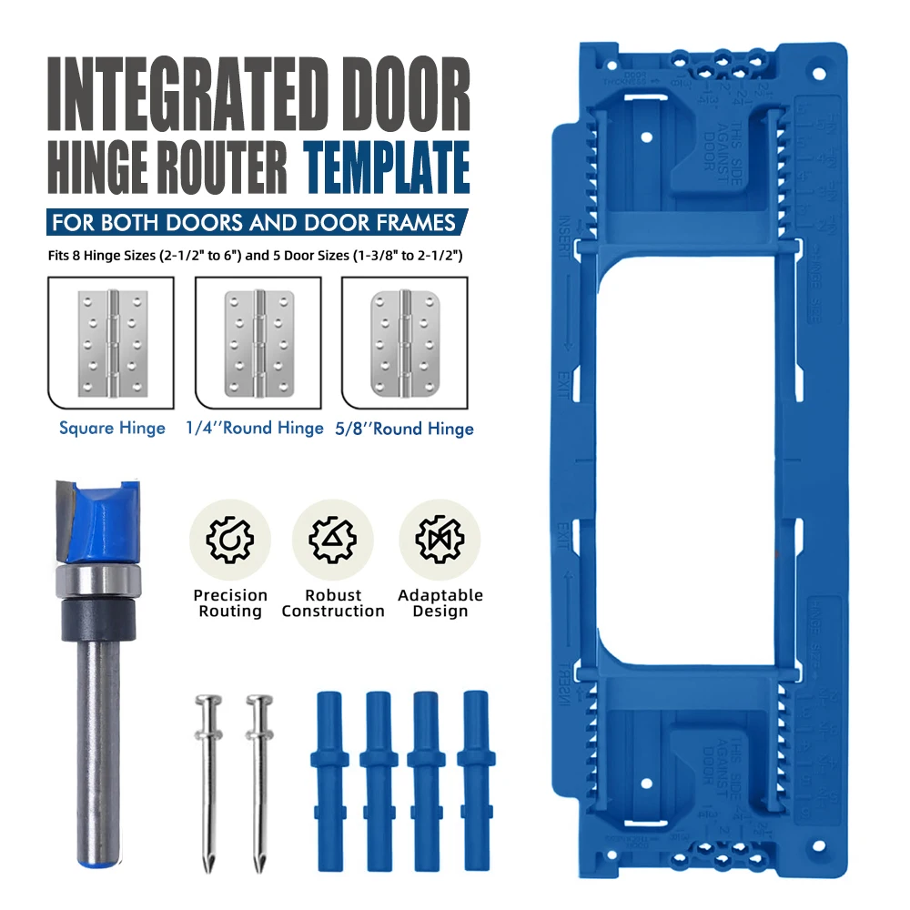 Integrated Door Hinge Router Template Kit with Router Bit for Square 1/ ...