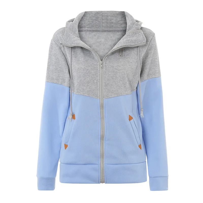 2023 Autumn Women Zipper Hooded Plush Sweatshirt Ladies Casual Patchwork Slim Womens Jackets Warm Long Style Buttocks Hoodies