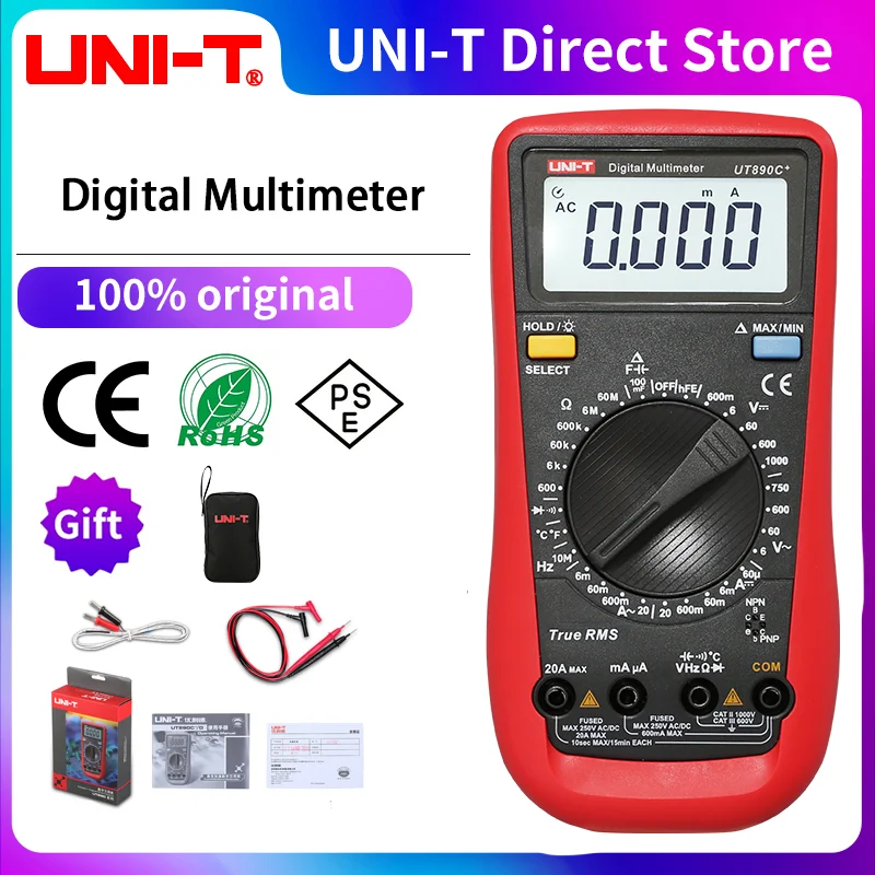 UNI-T UT890C UT890D + Multimètre numérique True RMS Multimètre numérique  multifonctionnel petit mètre universel