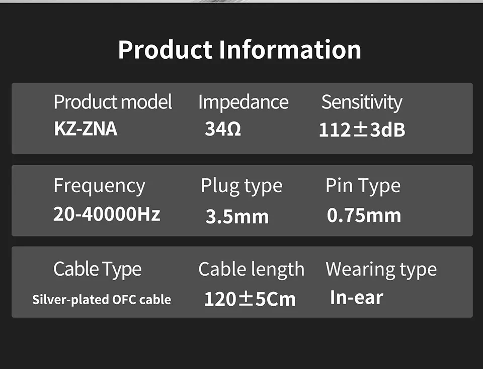 KZ ZNA Hybrid Earphones With Mic description image 10