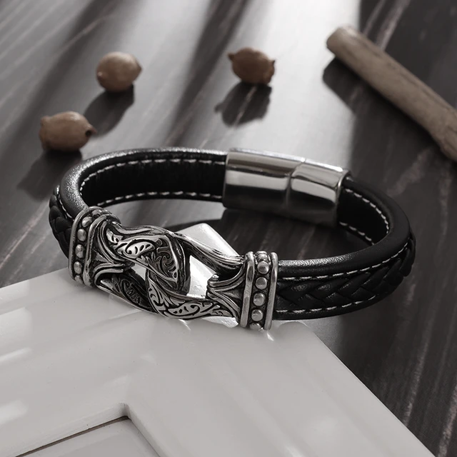 Men's Trendy Leather Magnetic Bracelet Fashion Charm Business Bracelet  Jewelry - AliExpress