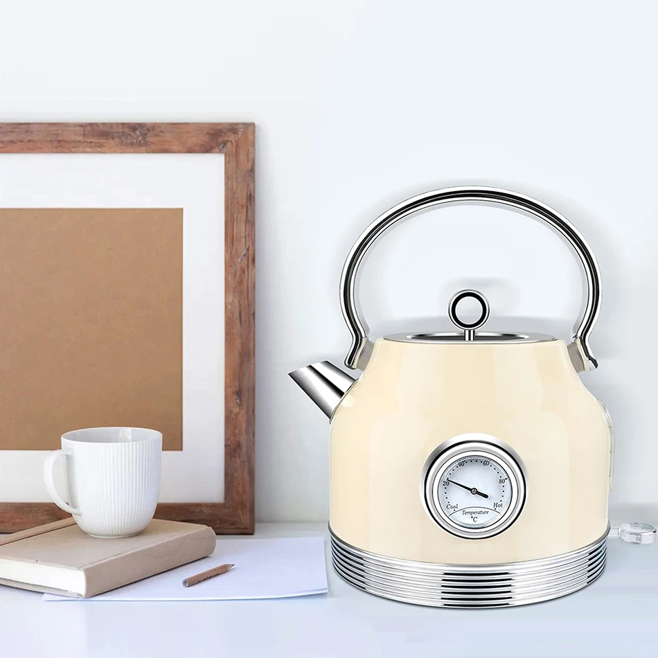 Electric Kettle Stainless Steel 1.7l Tea Kettle With Thermometer&led