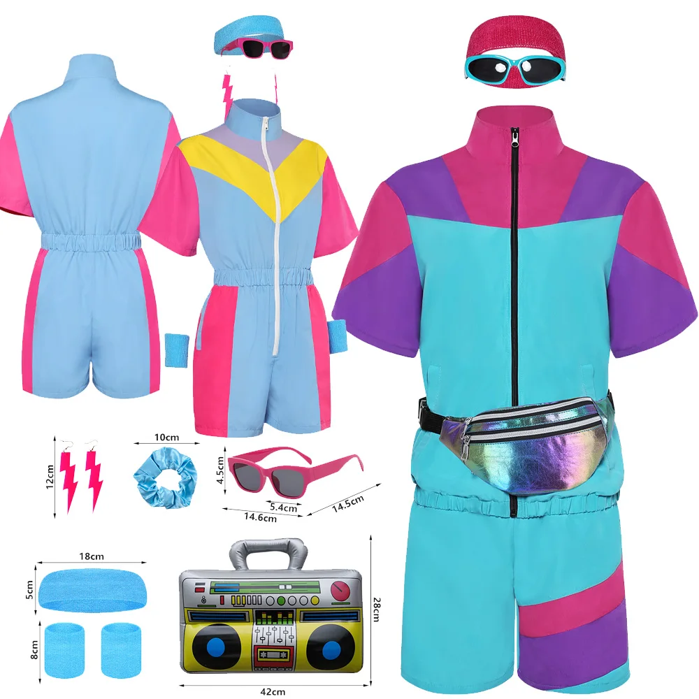 

80s 90s Stage Performance Track Suits Women's Colored Sportswear Cosplay Costume Clothes Outfits Halloween Carnival Party Suit