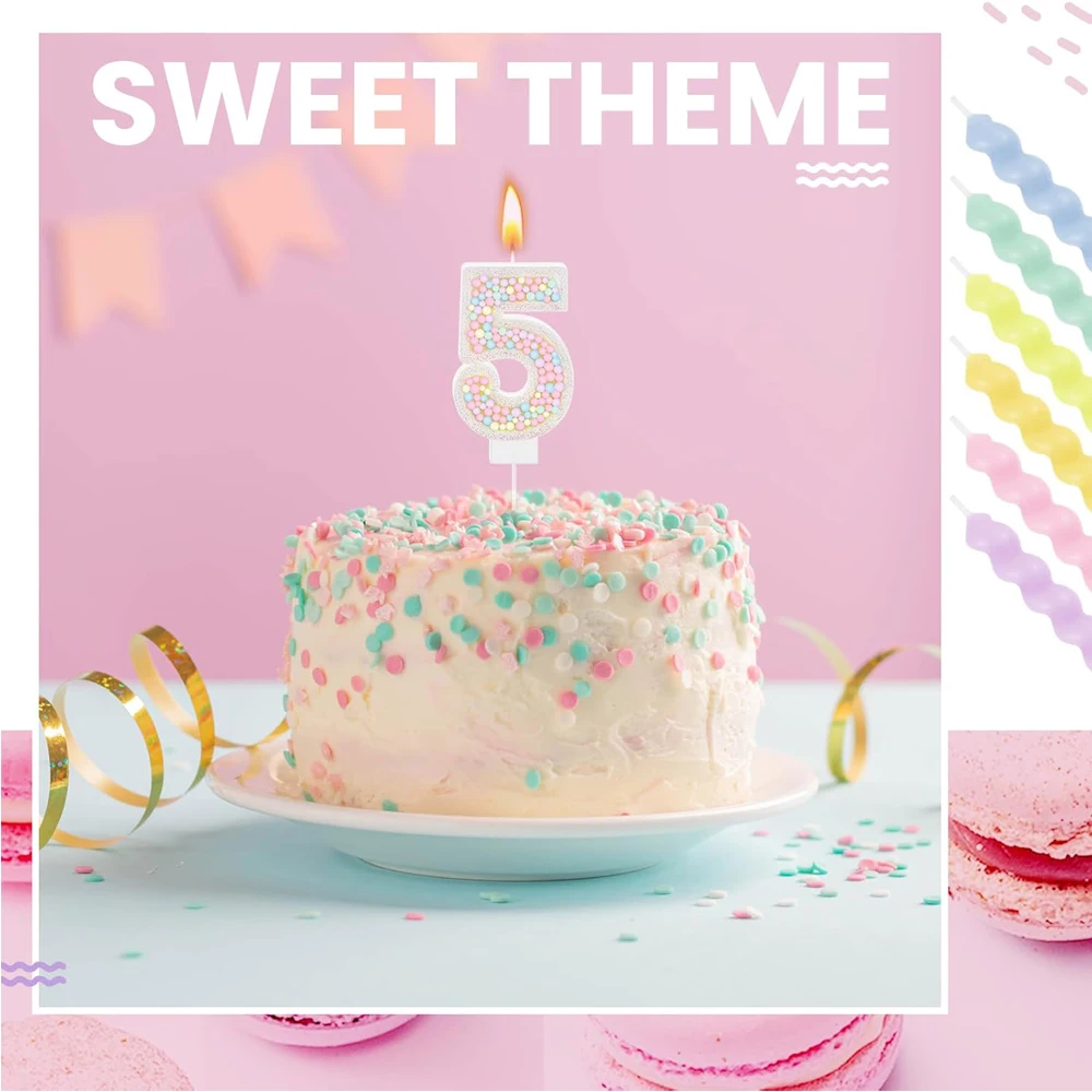Number Birthday Candle & 12 spiral candles 5