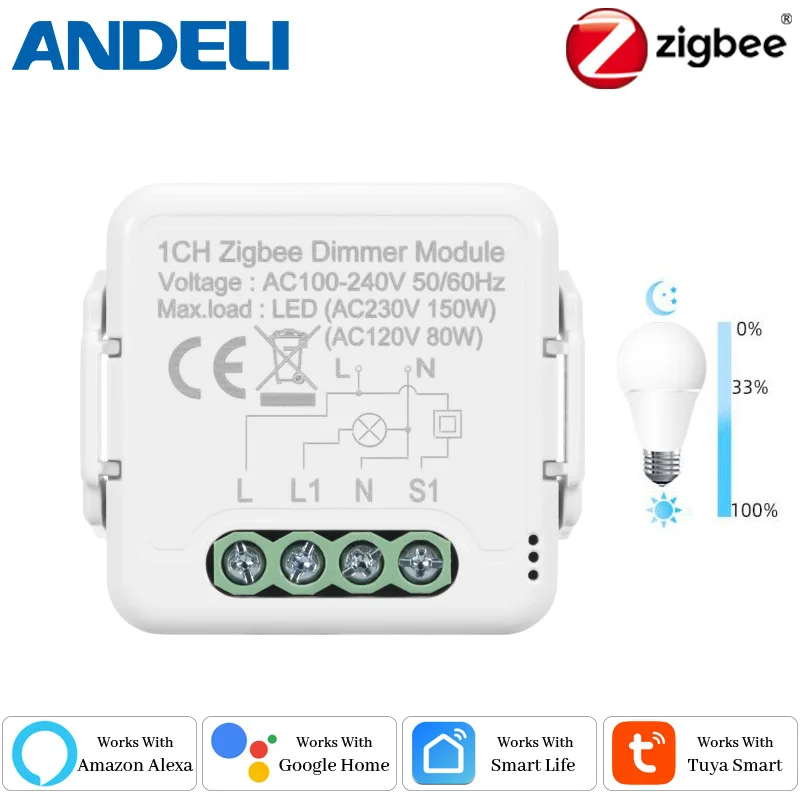 Tuya Smart Zigbee 3.0 Dimmer Switch Module Smart Light Switch, Neutral wire Work with Alexa Alice Google Home scbrhmi c series 5” hmi smart lcd display module support simple assignment operators