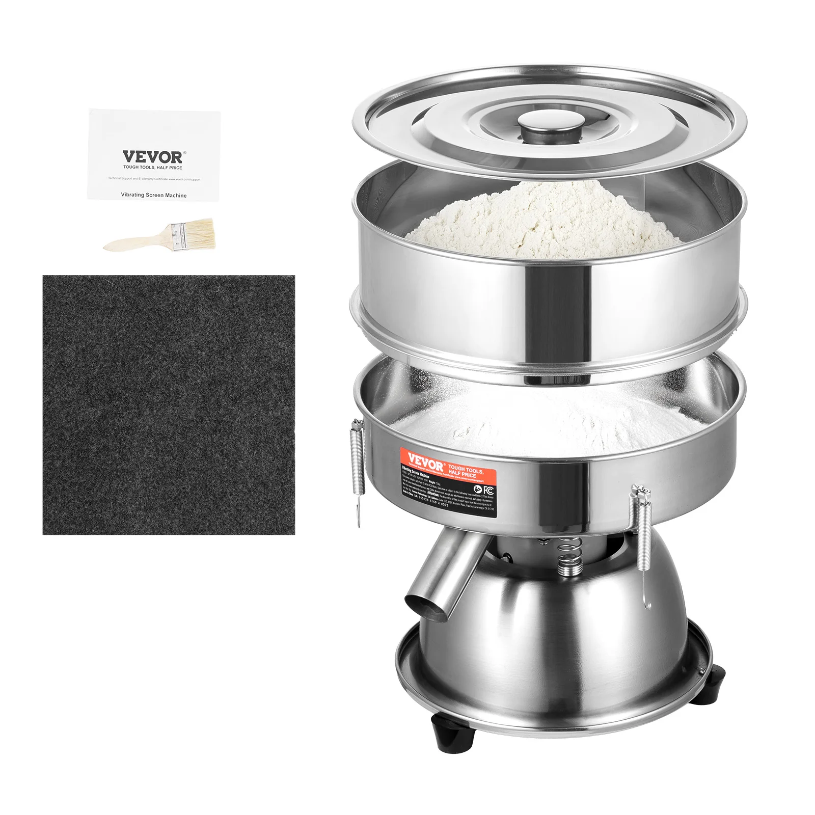 VEVOR All Size Automatic Electric Vibrating Sieve Stainless Steel Sifter Shaker Machine for Flour Powers Mungbean Rice