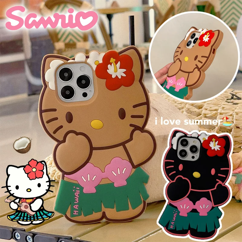 Custodia Per Telefono In Silicone Sanrio Hawaii Hello Kitty Per Iphone 11 12 13 14 Pro Max 14 13 12 11 Promax Soft Cover Posteriore Antiurto Regalo