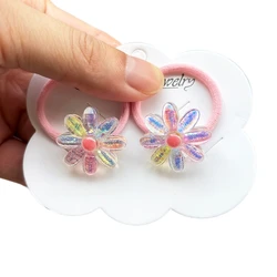 Set of 2 Colorful Floral Hair Clips and Elastic Bands (Hair ties - 3)