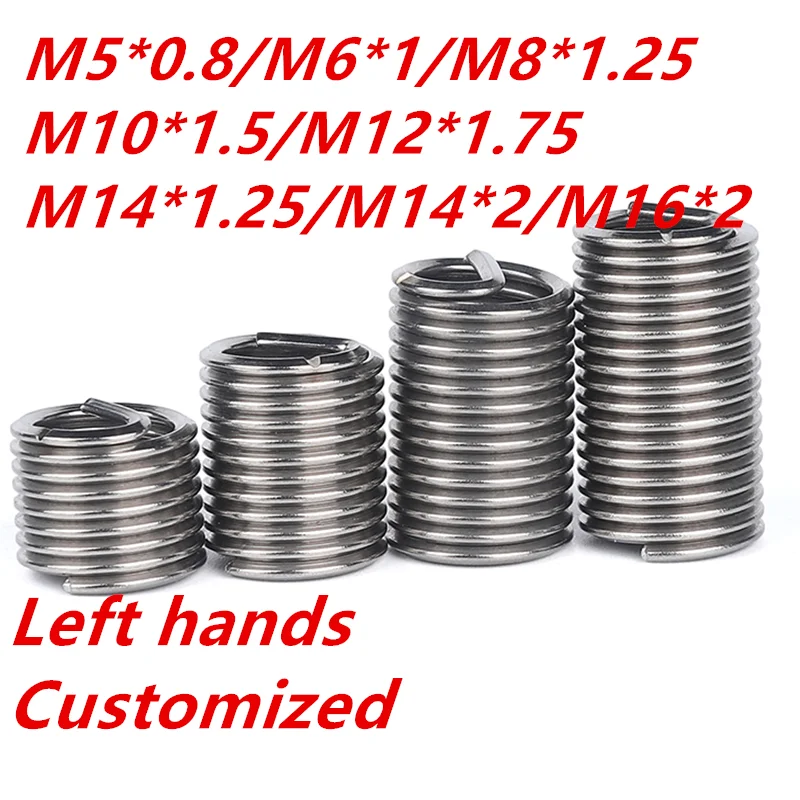M5/M6/M8/M10/M10/M12-M16Stainless Acciaio 304 Filo Sinistro Inserto Filettato Manicotto Boccola Vite Elicoil Filo Filo Filettatura Ripara1246