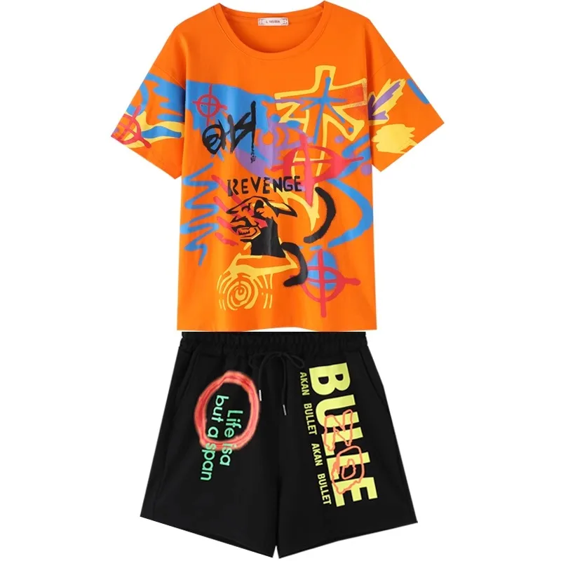 High Quality Short Sleeved T-Shirt Casual Sports set for Women's 2024 Summer new Loose and Slimming Fashion Shorts two-Piece set