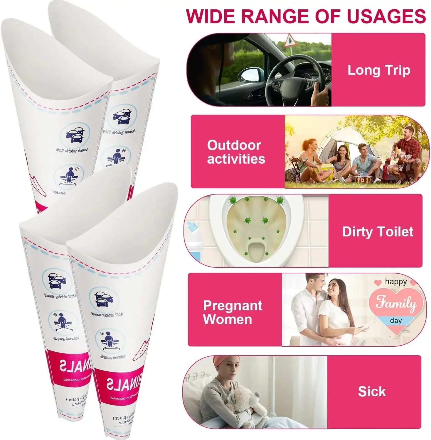 12Pcs Disposable Female Urination Device Portable Standing Pee Paper Cup Women Urinal Funnel portable pee funnel for Pregnant Travel Camping Outdoor