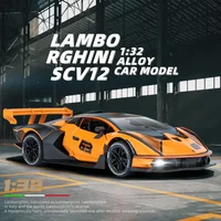 1:32 Lamborghini SCV12 Sports car High Simulation Diecast Metal Alloy Model car Sound Light Pull Back Collection Kids Toy Gifts 2