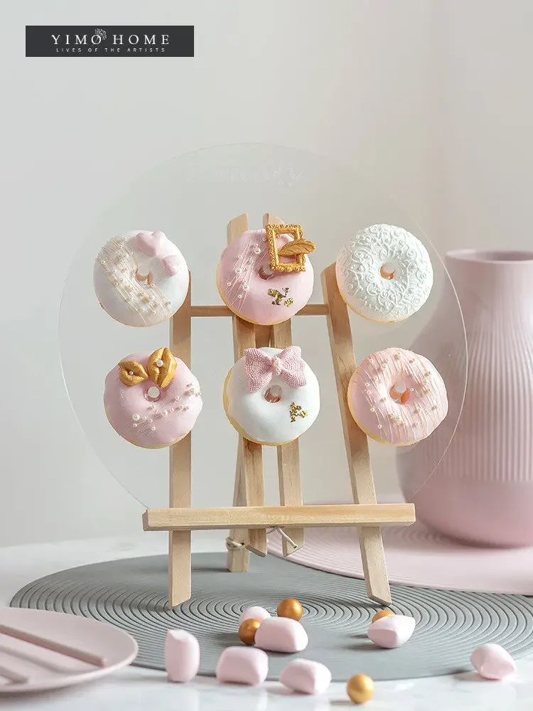 도넛 디스플레이 아크릴 홀더 달콤한 웨딩 도넛 랙 홈 베이킹 Bakeware 베이킹 숍 창 파티 장식을위한 도넛 플레이트
