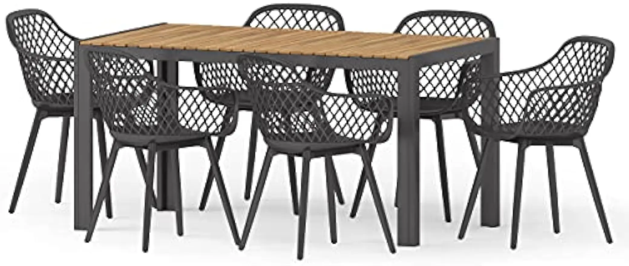 Christopher Knight Home Roma Outdoor Dining Sets, Black + Teak