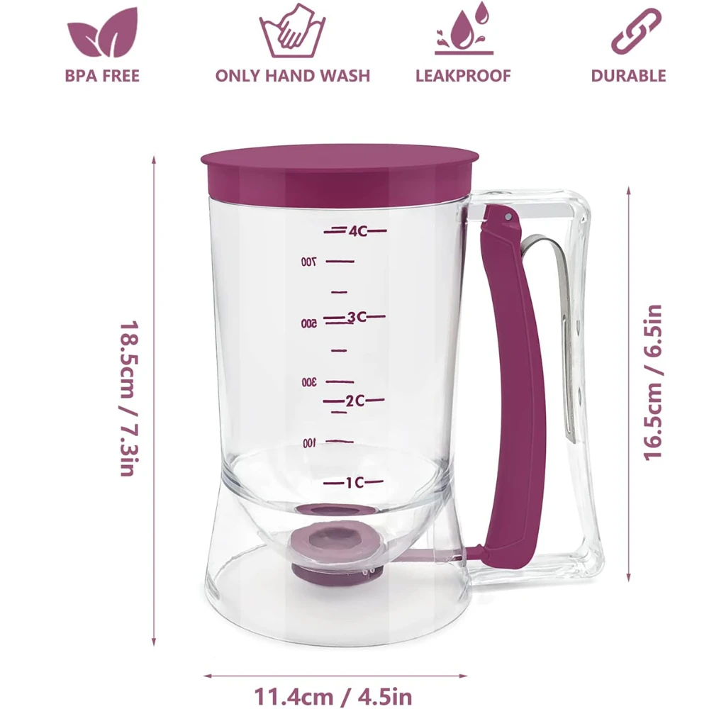 Batter Dispenser Baking Supply Pancake Batter Dispenser Batter Separator Bakeware Kitchen Tool for Pancakes Cupcake Waffle Muffin Mix Crepe Cake