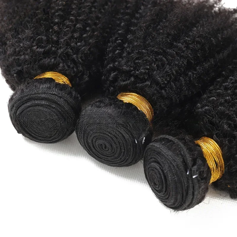 Extension per capelli umani Afro Kinky Curly, colore naturale, 1 pezzo, 10-22 pollici, capelli vergini Remy brasiliani, doppia trama. - immagine 3