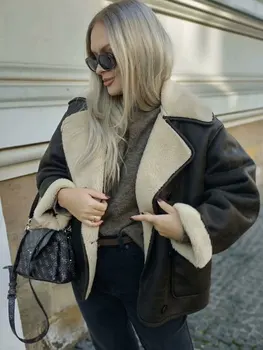 معاطف نسائية كاجوال من الجلد الصناعي من HH سترة كلاسيكية ذات صدر واحد وأكمام طويلة مع جيوب ملابس خروج عصرية 5