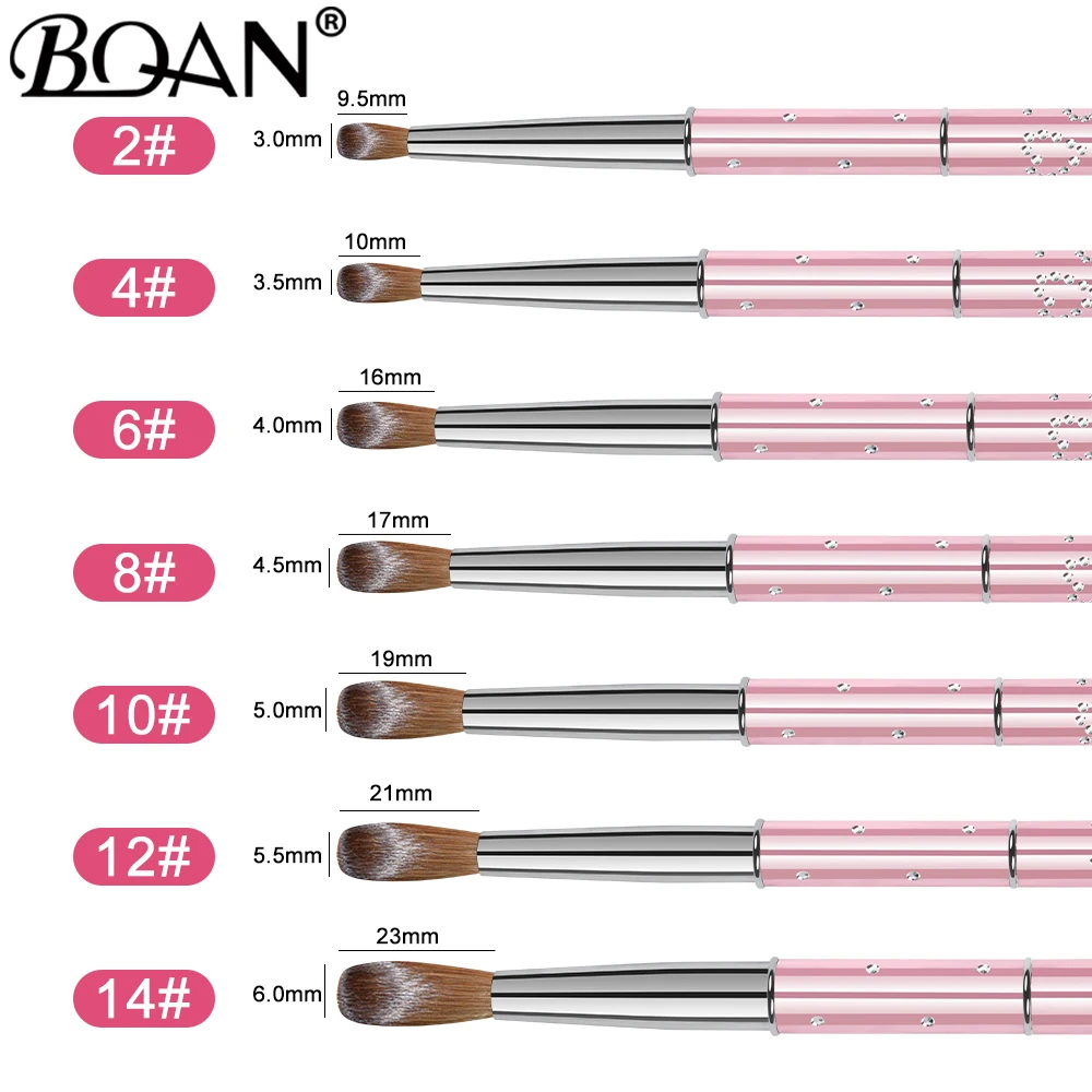 BQAN Pink Kolinsky Acrylic Nail Brush Set 3D Pure Handmade Nail Brushes For Acrylic Application Professional Nail Art Brush 4