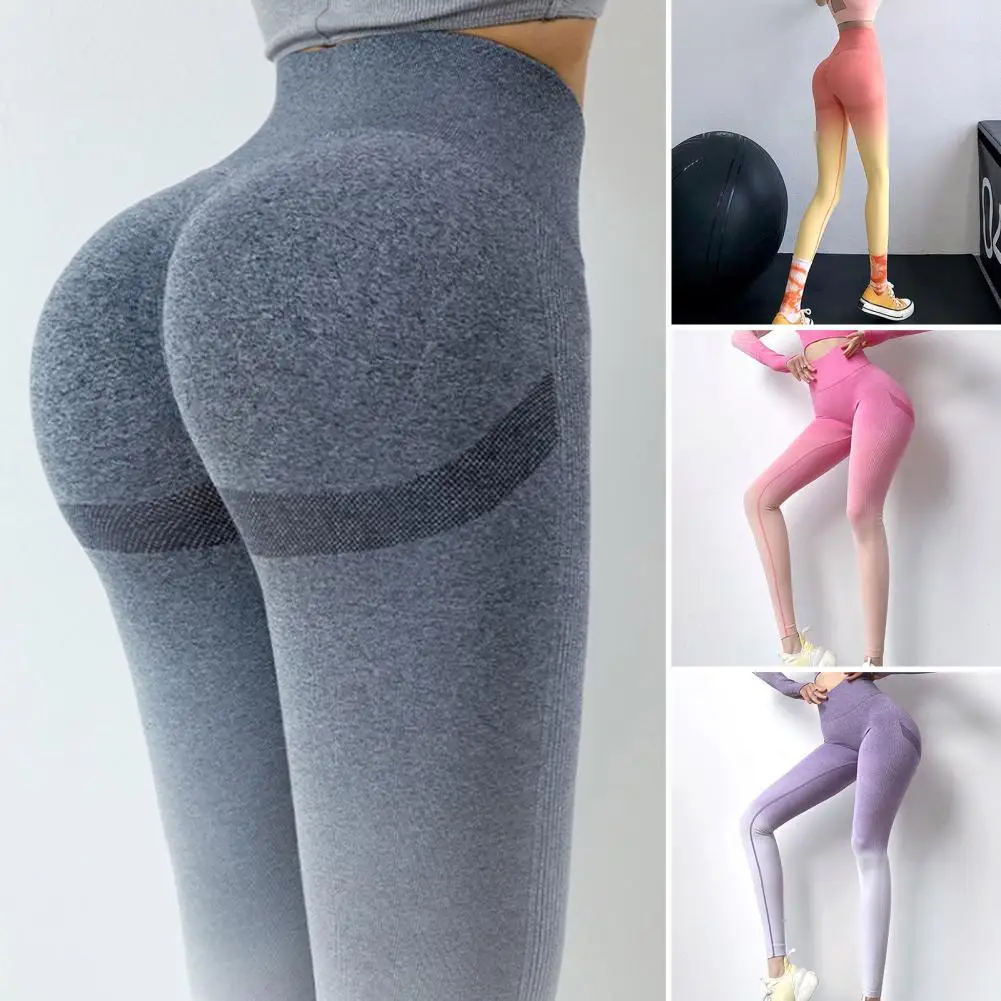 

Chic Gradient Color Slimming Women Yoga Pants Leggings Sweat Absorption Soft