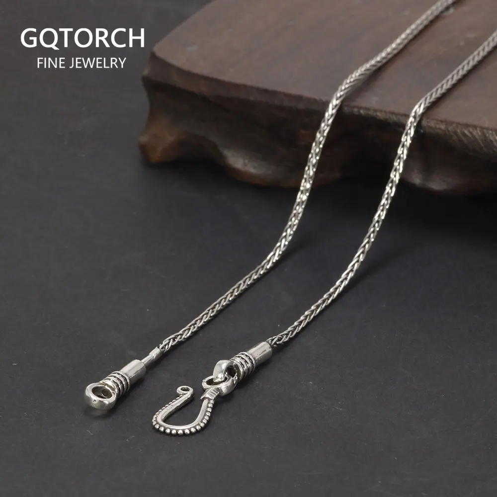 Real Pure 925 Sterling Silver Necklace Chain Women And Men Vintage