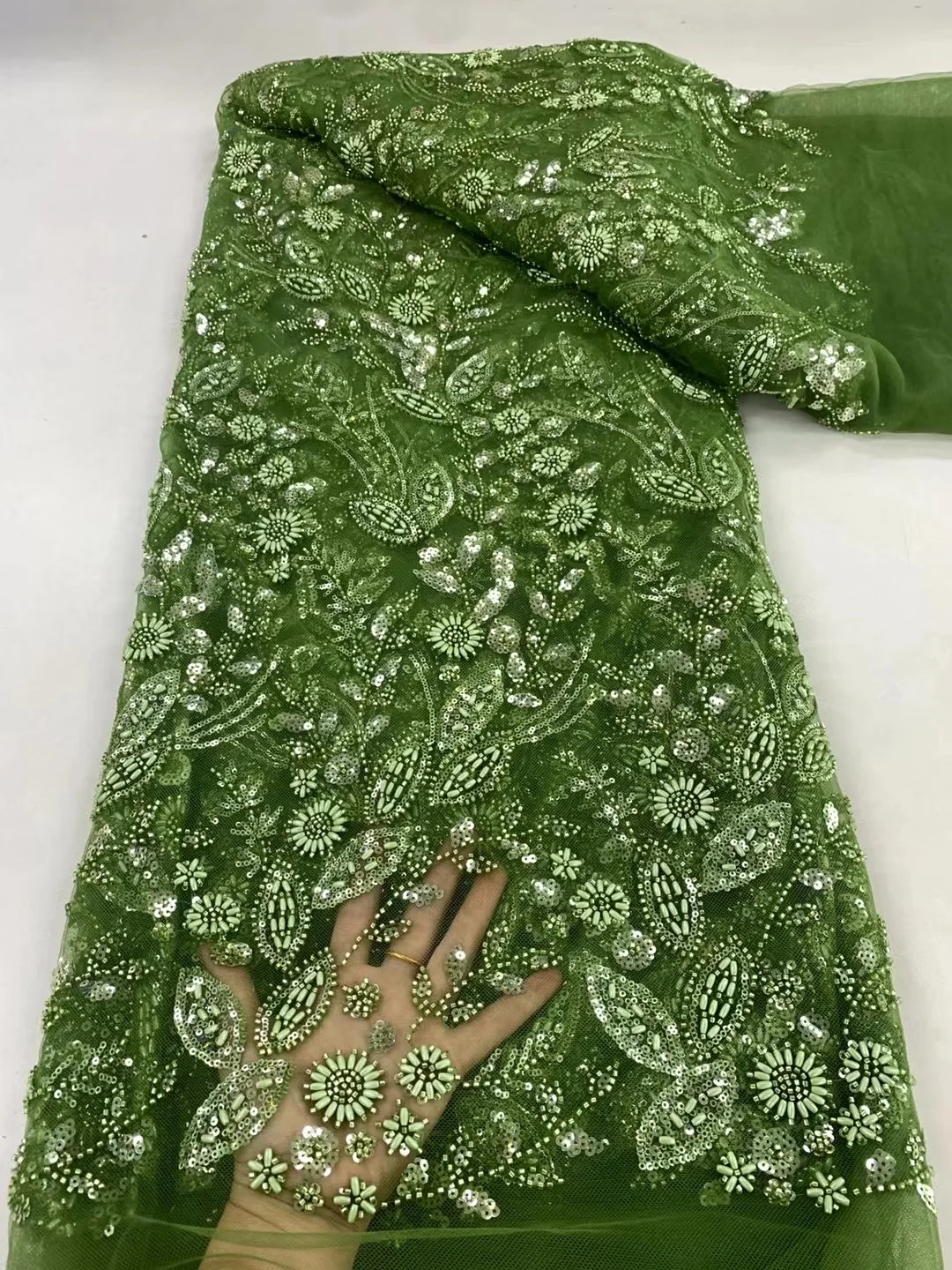 French Beaded Lace Bride Fabric African Sequin Lace Fabric 5 Yards for Women african lace fabric
