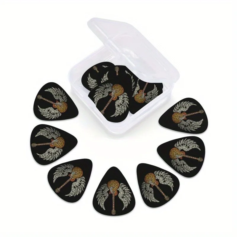 Guitar Picks 12PCS Premium ABS Material with Smooth Finish Dual-Sided Color Printing Includes PP Storage Box guitar picks