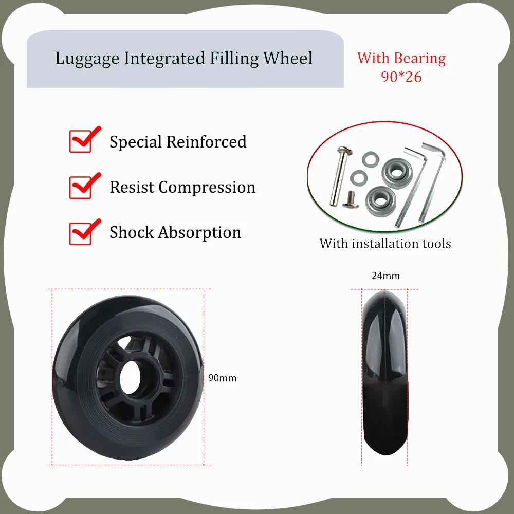 

90-26 Luggage Wheel Repair Replacement Trolley Fittings Travel Suitcase Pulley Fittings Wheel Repair Parts Mute Wear Resistant