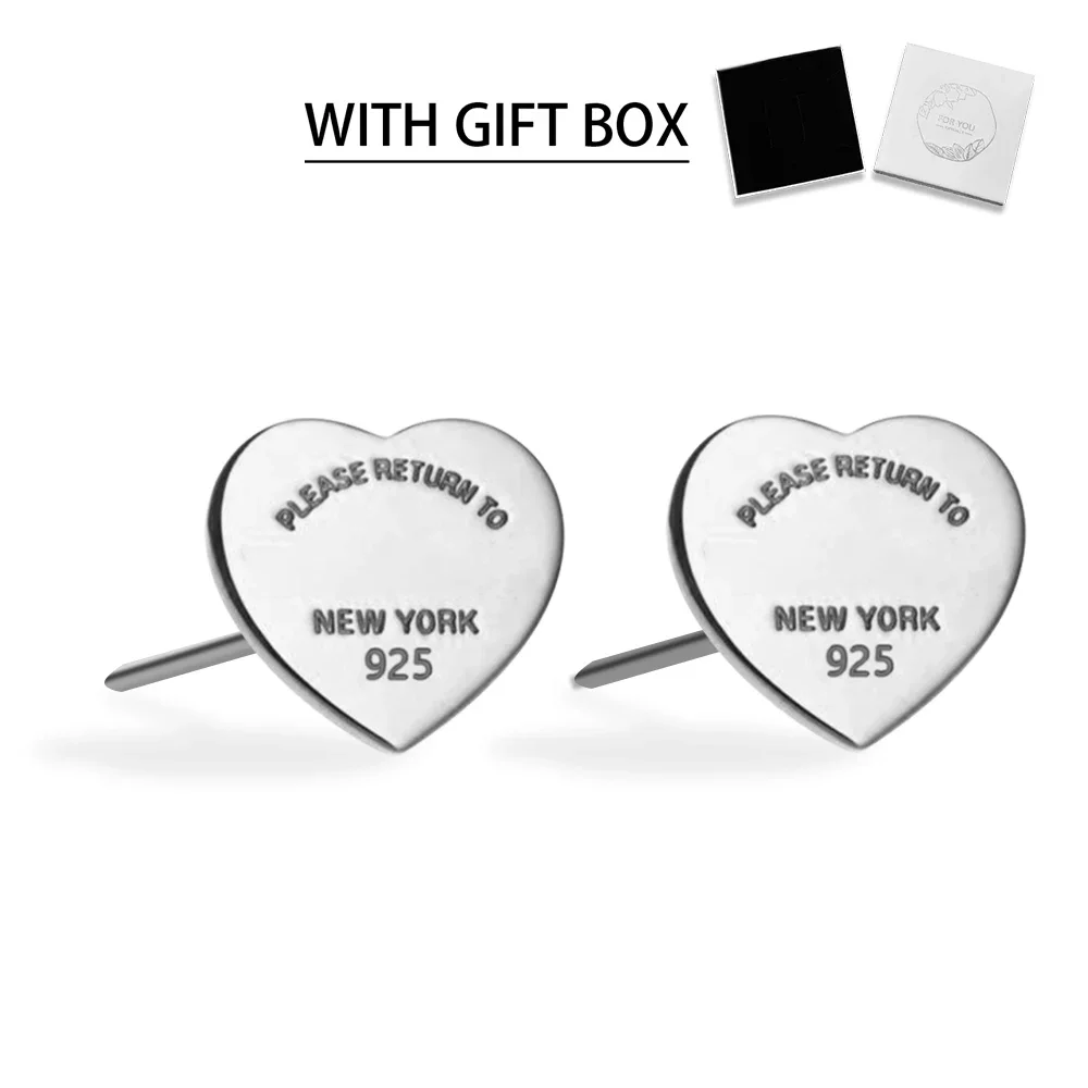 Chic European Style Titanium Steel Earrings with Electroplated Heart & Geometric Accents, Lightweight Women's Jewelry