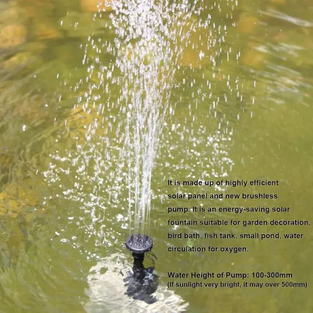 7 V 1,2W Kefe Nélküli Motoros Úszó Napenergia Szökőkút Vízszivattyú Kültéri Madárfürdőkert Kerti Kert Dekoratív - Image 5