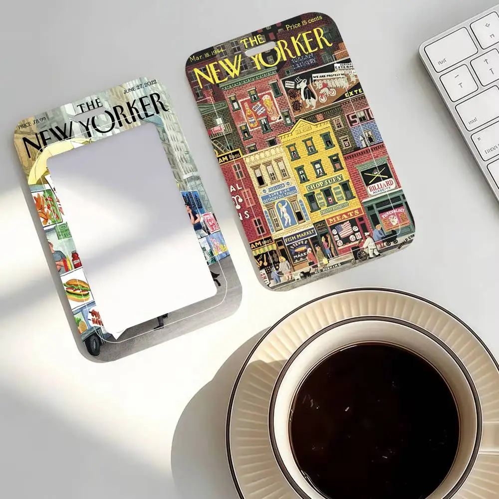 The-New-Yorker Classics 유니섹스 카드 커버 여성용 끈 카드 홀더 학생 ID 카드 홀더 넥밴드