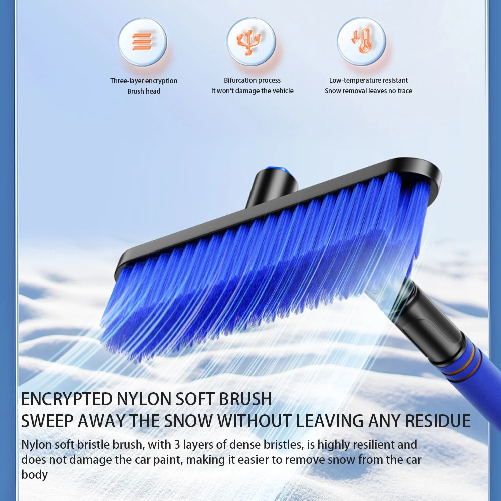 2026 New 3 In 1 Extendable Car Snow Shovel Brush With Ice Scraper Windshield Deicer Remover Tool for Winter Auto Defrosting