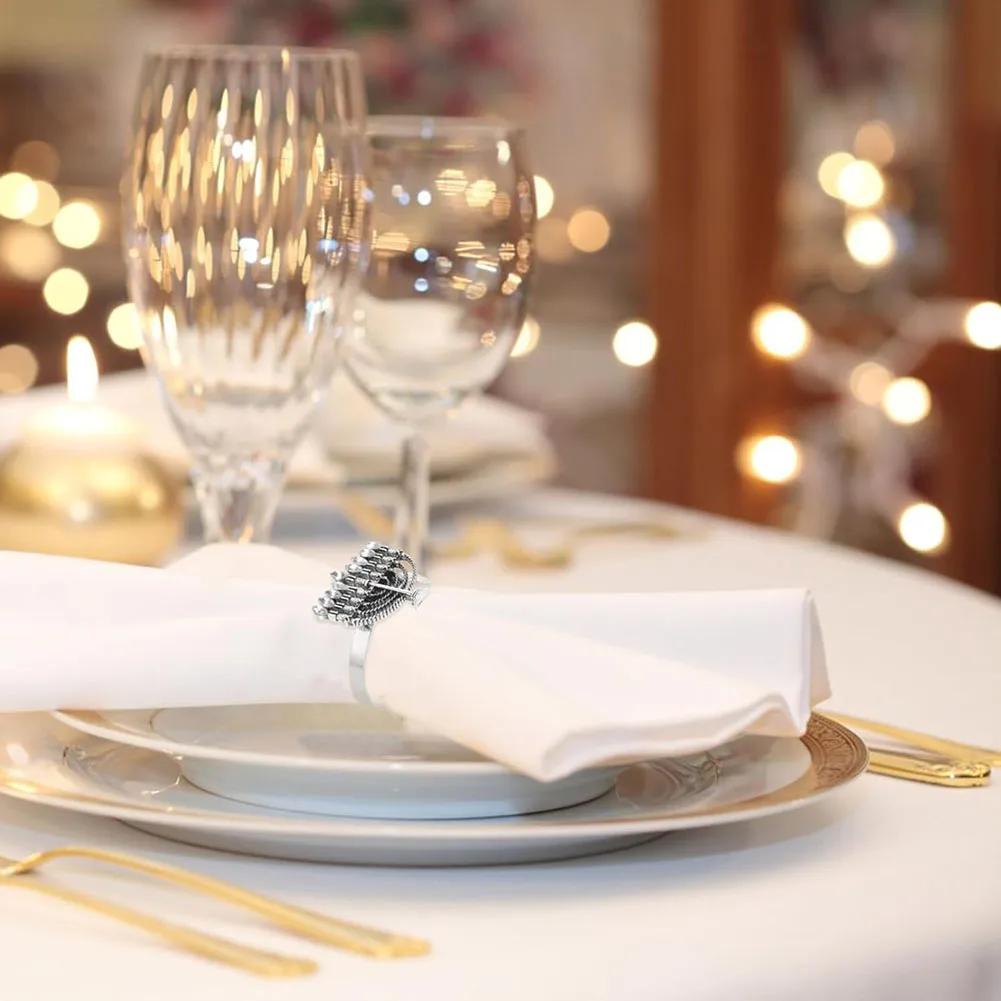 6Pcs Hanukkah Napkin Rings Silver Chanukah Menorah Napkin Holder for Hanukkah Holiday Dinner Party Wedding Table Setting Decor