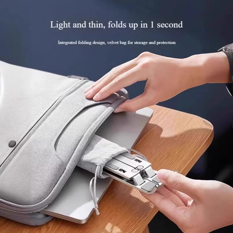 1피스 노트북 스탠드, 접이식 및 휴대용 냉각 랙, 높이 조절 트레이, 조절 가능한 수납공간, 안정적인 지지대