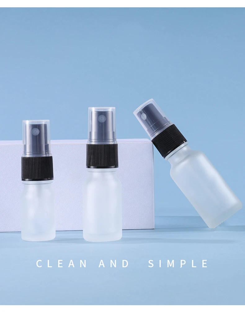 Sprüh flasche aus matti ertem/klarem Glas flüssige schwarze Press pumpe für Parfüms prüh gerät Hautpflege Feuchtigkeit reise nachfüllbarer Behälter – Detail 3