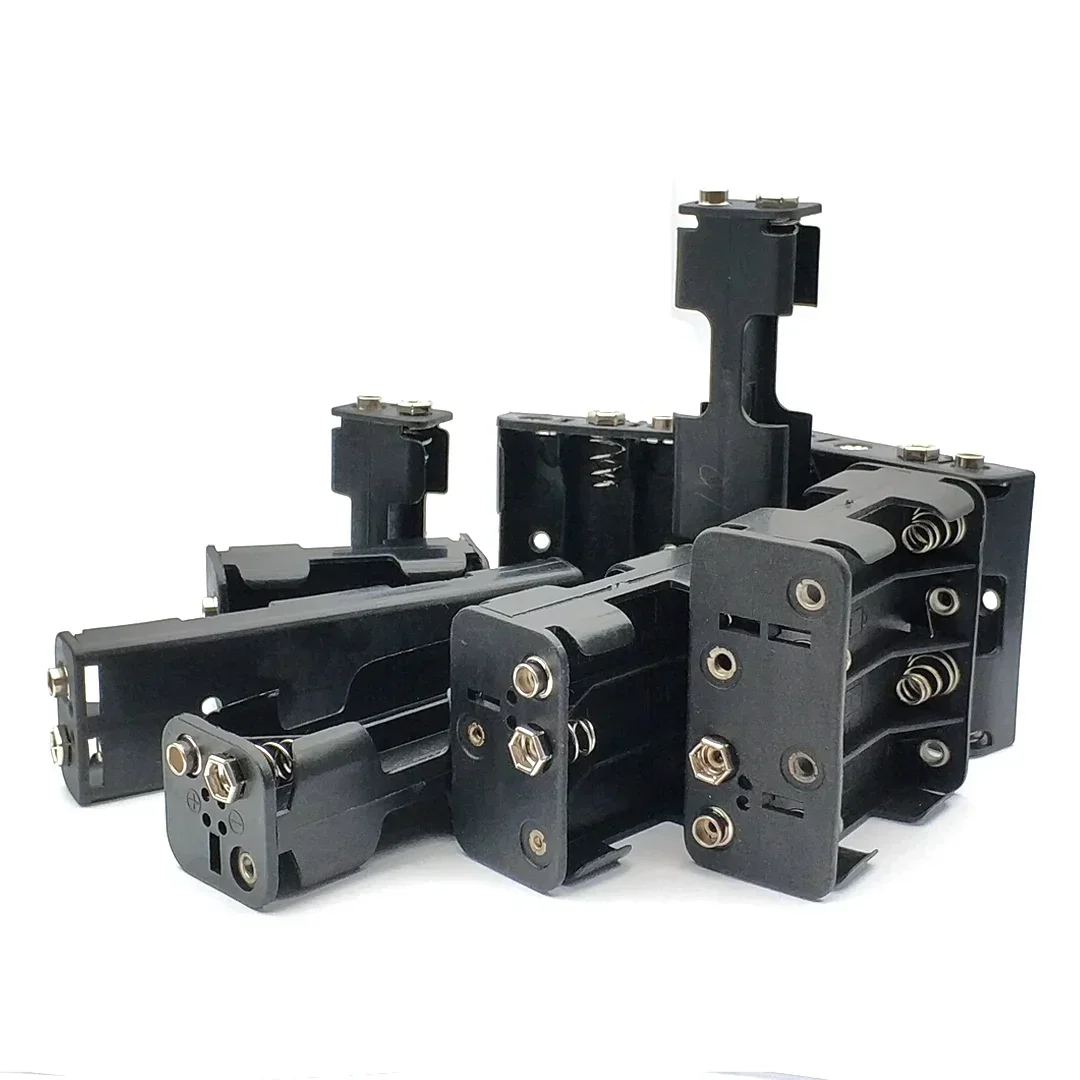 Battery Storage Box Battery Case Battery Holder Battery Box AA Battery Holder 3V 6V 9V 12V for 2X 4X 6X 8X AA Batteries Black Plastic Dual Layers with 9V Connector