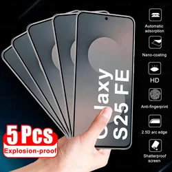 5 - Pack Tempered Glass Screen Protector for Samsung Galaxy S25 FE - Full Glue, 9H Crystal Clear Protection (5PCS Glass)
