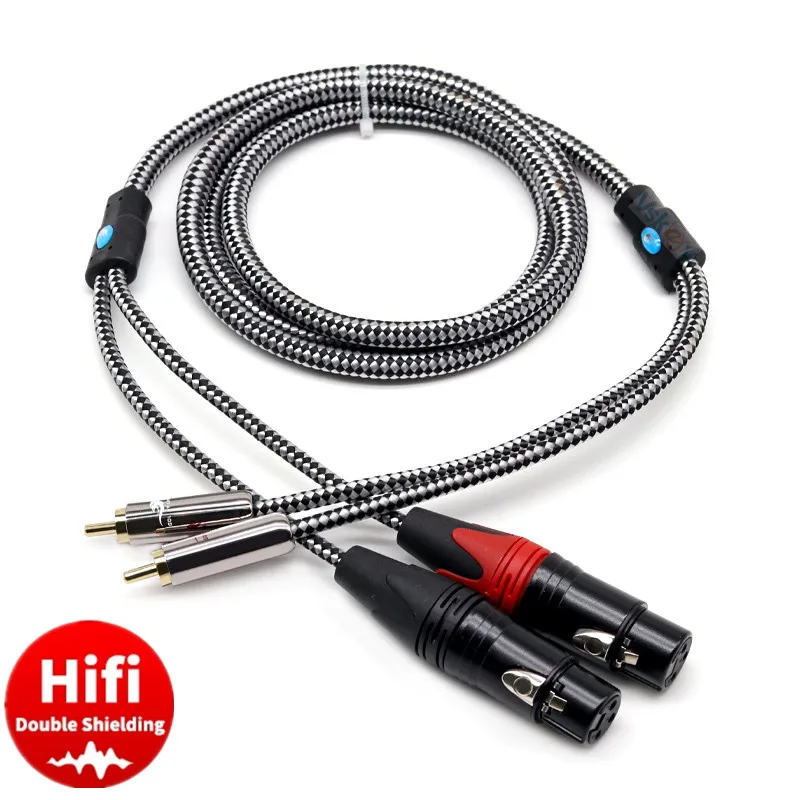 Hifi Audio Cable 2 RCA Male to Dual XLR Female for Amplifier Mixer Console  DVD TV Home Stereo Speaker Shielded Cords 1M 2M 3M 5M