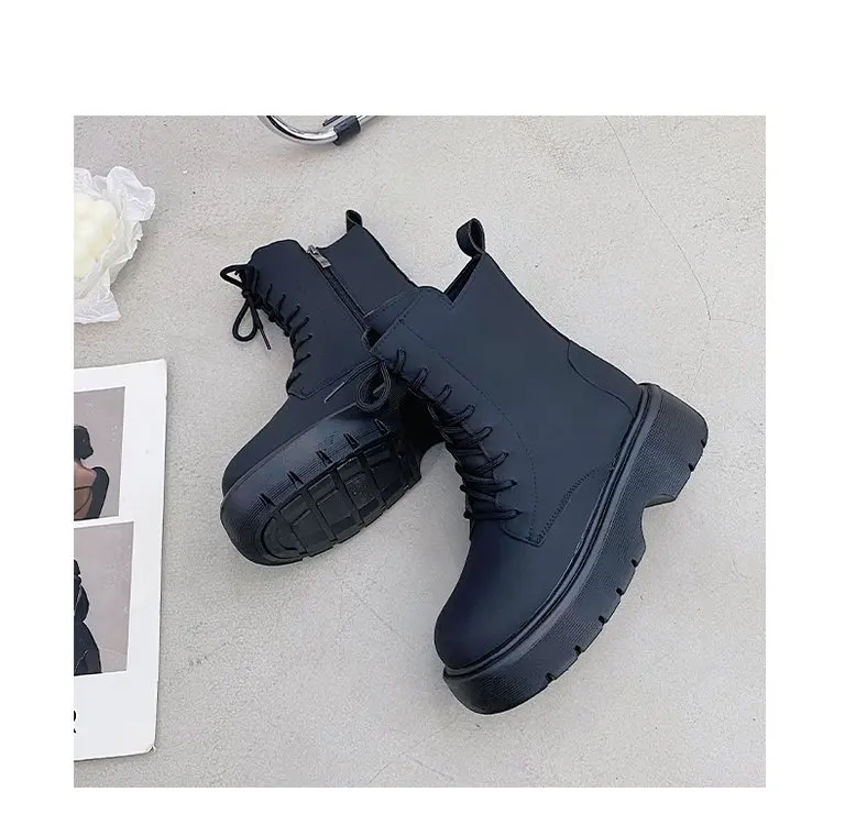 short Boots 2022 Autumn New All-match Boots Thick-soled Knight Boots Single Boots Black Short Short British Style Short Boots