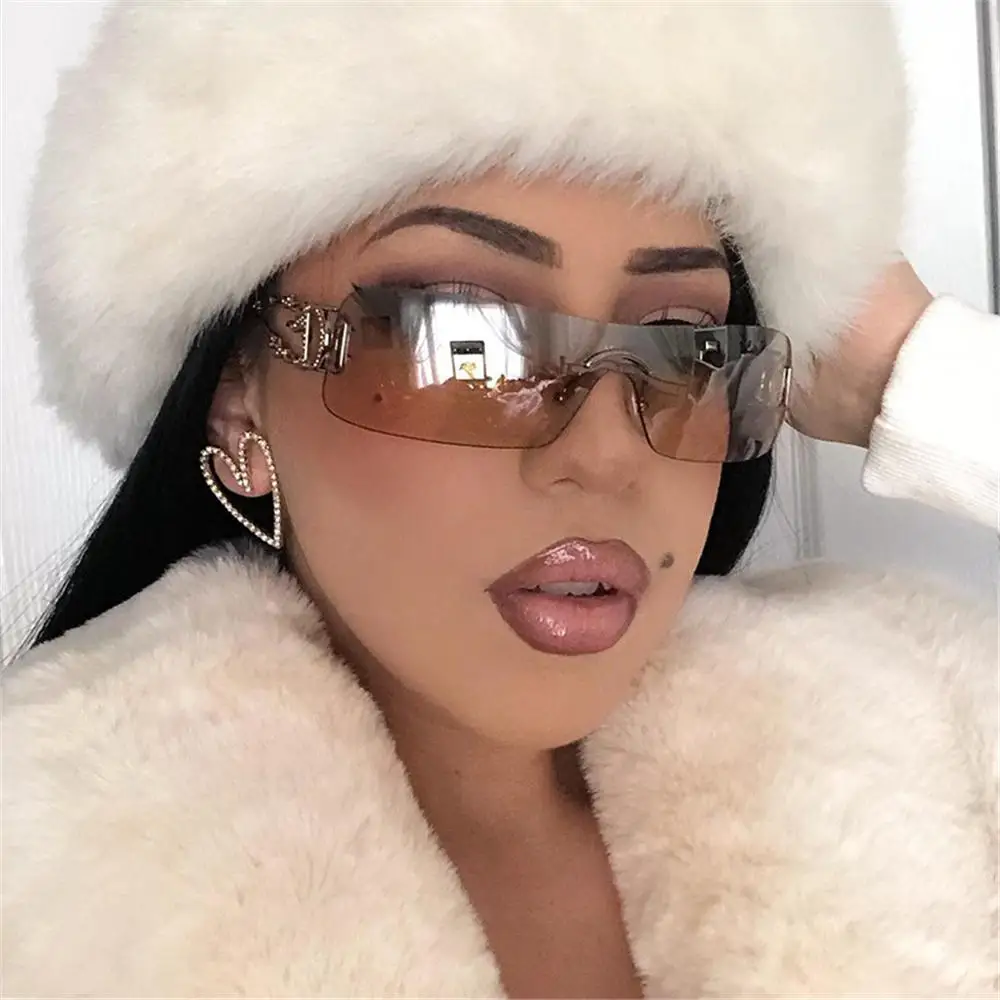Women's Punk Luxury UV400 Gradient Mirror Oversized One Piece Sunglasses