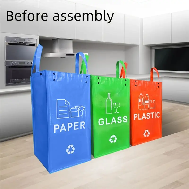 SDFC-내구성 있는 PP 플라스틱 40L 접이식 쓰레기통, 대용량& 간편 세척, 가정용 주방용 3가지 색상 각 1개씩