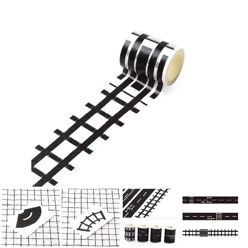어린이 장난감 자동차 도로 접착 테이프 제거 가능한 놀이방 DIY 트랙 바닥 스티커 설치 간편 1세트 종이 제거 가능 DIY 놀이방