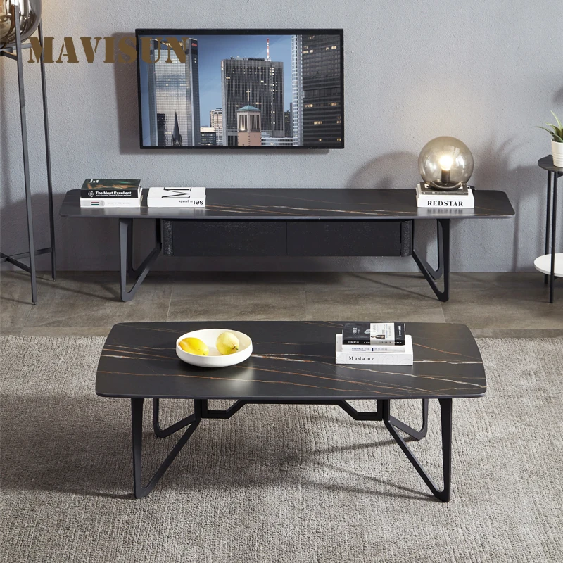 

Customized Nordic Luxury Rock Board Coffee Table Tv Cabinet Combination Designer Small Apartment Tafels Home Furniture FGM