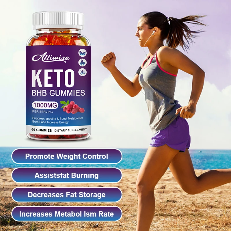 Alliwise 60 Gummies Keto Ketone Fat Burner Apple Cider Vinegar For Men Women Weight Loss Sweets Appetite Control Health Slimming