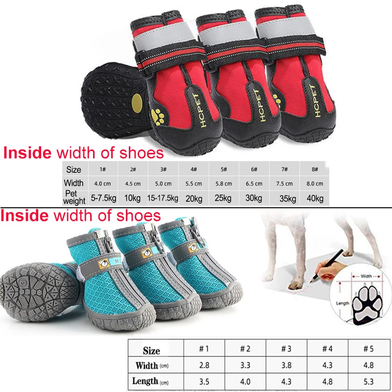 Zapatos para perros reflectantes, calzado impermeable para perro, cálido, nieve, lluvia, Calcetines antideslizantes, calzado para perros medianos y grandes, 4 unidades/juego