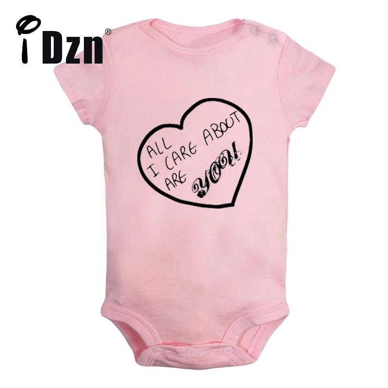 

iDzn NEW All I Care About Are You Cute Baby Fun Print Rompers Boys Girls Bodysuit Infant Short Sleeves Jumpsuit Kids Soft Clothe